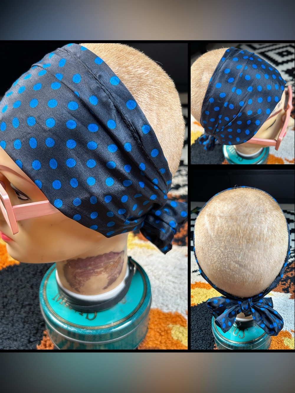 Cool Chick, VINTAGE, polka dot, silk scarf!!
